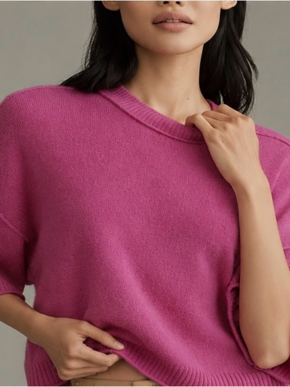 Anthropologie The Goldie Crew Neck Cashmere Jumper Sweater Pink Size XXS New
